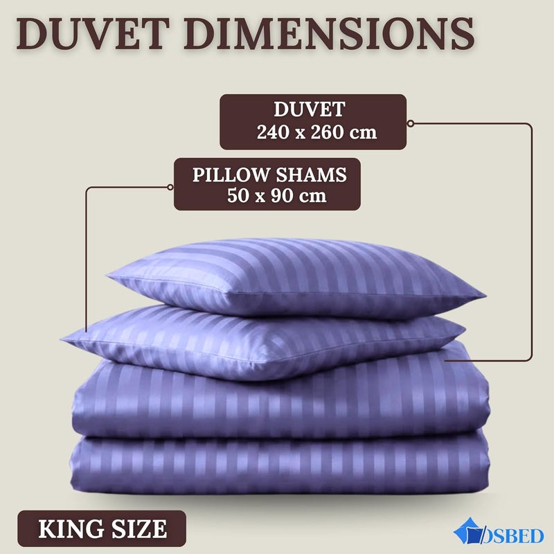 OSBED® Stripe 3 Piece Duvet Cover Set - Lavender, California King - Image 2