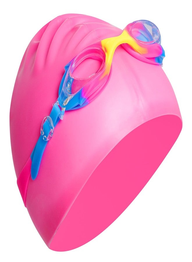 Tayfremn 3 Pieces Kids Swim Cap for Boys Girls Silicone Swimming Cap for Short Hair with Swimming Goggles and Nose Clip Pink Unisex Waterproof Bathing Caps for Age 3-15 Children Boys Girls(Pink) - Image 3