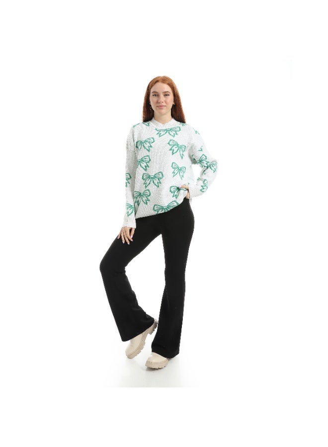 سيزار بلوفر صوف حريمي  بتصمميم فيونكات - Image 3