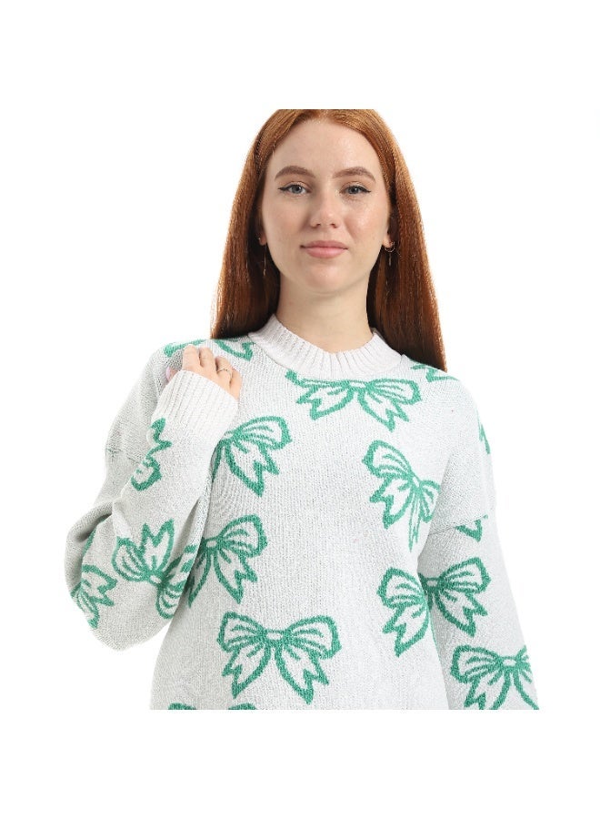 سيزار بلوفر صوف حريمي  بتصمميم فيونكات - Image 2