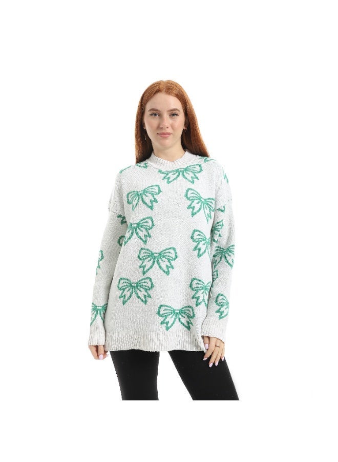 سيزار بلوفر صوف حريمي  بتصمميم فيونكات - Image 1