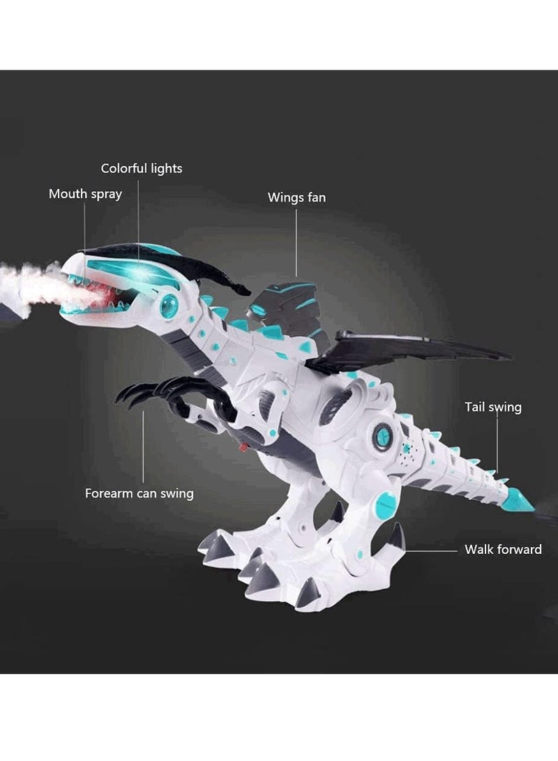 Gerenic Dinosaur RC Toy, Remote Control Animal Robot with Mist Spray, Electric Dinosaurs Toys, Walking Colorful Lights Mouth Spray Wings Tail Swing RC Robot, for Boys and Girls - Image 2