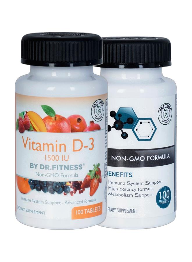 DR.FITNESS Vitamin D3 1500 IU -100 Tablets | Halal, Bone Strength & Immune System Booster | Made in USA & Zinc Immune Booster Support Dietary Supplement 50mg – 100 Tablets for Skin Health | Vegetarian Formula | Made in USA Bundle - Image 1
