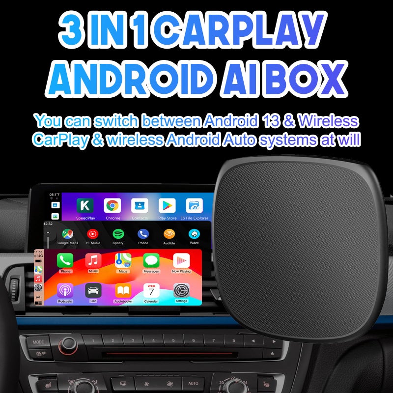 Geloo CarPlay Multimedia Video Smart AI Box Android 13.0 System, Wired to Wireless CarPlay & Android Auto Adapter, CarPlay Box Streaming Device for Car, Run Any APP, Support Netflix YouTube Google Play ect.  - Image 2