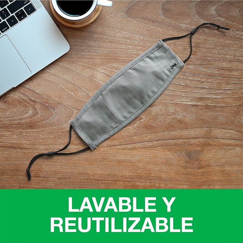 3M Daily Face Mask, Reusable, Washable, Adjustable Ear Loops, Lightweight Cotton Fabric, 3 Pack - Image 3