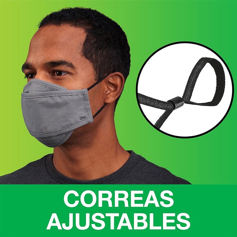 3M Daily Face Mask, Reusable, Washable, Adjustable Ear Loops, Lightweight Cotton Fabric, 3 Pack - Image 5