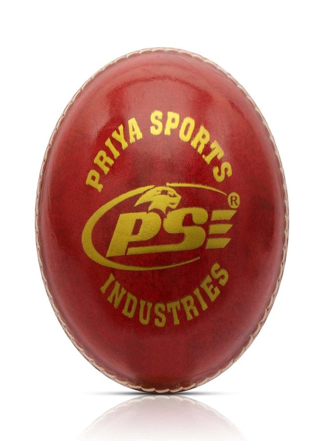 PSE Priya Sports Leather Club Cricket Ball Red Pack of 4 (2Part) - Image 2