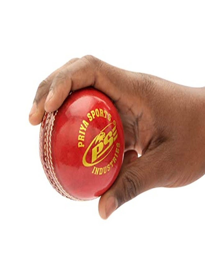 PSE Priya Sports Leather Club Cricket Ball Red Pack of 4 (2Part) - Image 5