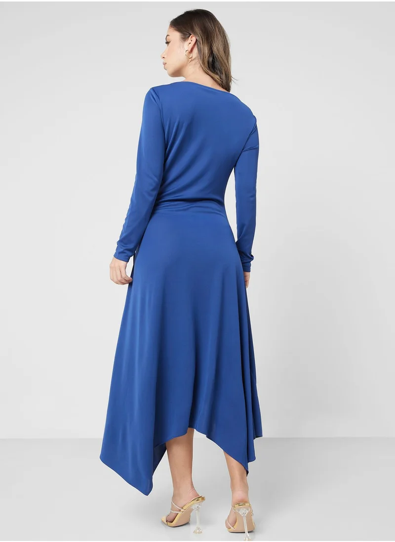 Lauren Ralph Lauren Asymmetric Twisted Hem Dress