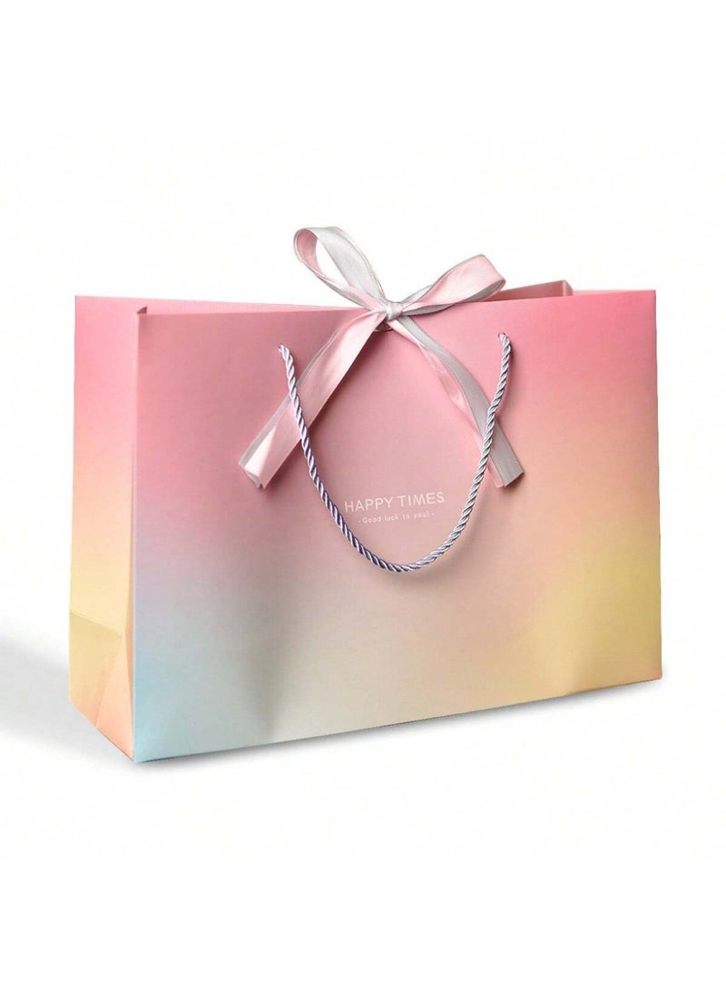 1pc Pink Macaron Gift Bag with Ribbon – Paper Cosmetic Packaging Bag, Cup Carry Handbag, Perfect for Gifts, Holidays, Parties, and Special Occasions, Available in Sets of 2 or 5 - Image 4