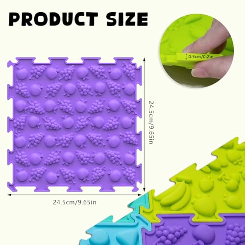 Anjinwiper 8 Pcs Sensory Mats Sensory Tiles Puzzle Floor Mat for Kids Sensory Room ItemsDifferent Patterns and Colors Silicone Massage - Image 5