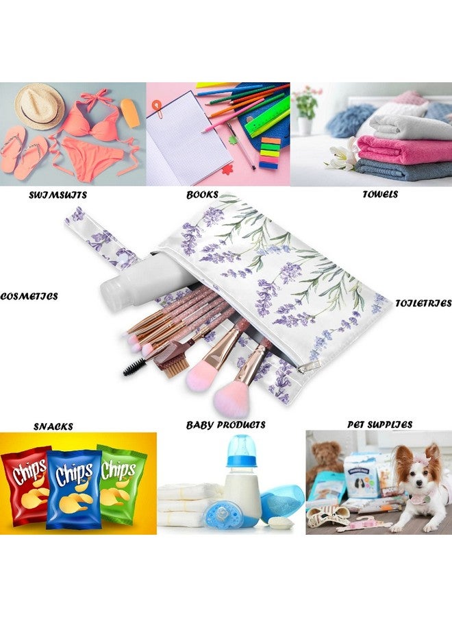 visesunny Purple Lavender Decorative Pattern 2Pcs Wet Bag with Zippered Pockets Washable Reusable Roomy for Travel,Beach,Pool,Daycare,Stroller,Diapers,Dirty Gym Clothes, Wet Swimsuits, Toiletries - Image 3