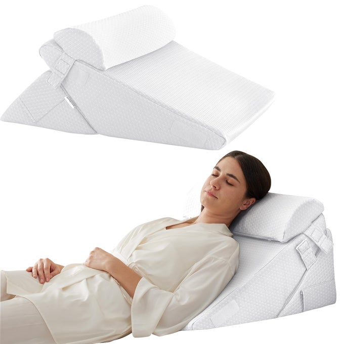 3PCS ORTHOPEDIC BED WEDGE PILLOW SET FOAM WEDGE PILLOW POST SURGERY FOR BACK LEG AND KNEE SUPPORT ADJUSTABLE 912 INCH FOLDING TRIANGLE PILLOW FOR SLEEPING ACID REFLUX SNORING WHITE