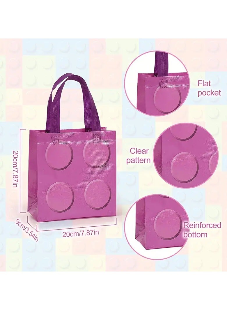Generic 6pcs Building Block Tote Bags, Non-Woven Fabric Party Favor Bags for Birthday, Youngsters Shower, Graduation - Holiday Gift Bags for Father's Day, Mother's Day - Image 3