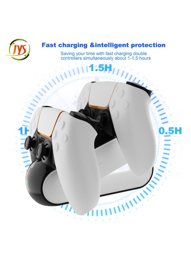 JYS High-Speed PS5 Controller Charging Station, Fast DualSense Charger Dock with LED Indicators, Enhanced Playstation 5 Charging Stand, White - Image 4