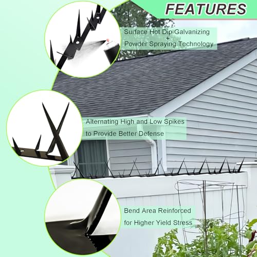 TIQUKDELY Heavy Duty Metal Fence Spikes-Anti Climb Security Spikes for Fence and Wall-Intruder and Animal Deterrent (Black, 178 inches) - Image 3