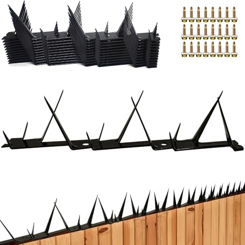 TIQUKDELY Heavy Duty Metal Fence Spikes-Anti Climb Security Spikes for Fence and Wall-Intruder and Animal Deterrent (Black, 178 inches) - Image 1