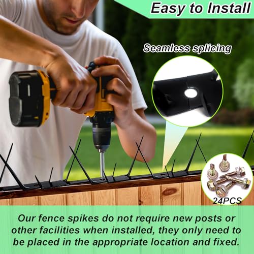 TIQUKDELY Heavy Duty Metal Fence Spikes-Anti Climb Security Spikes for Fence and Wall-Intruder and Animal Deterrent (Black, 178 inches) - Image 5
