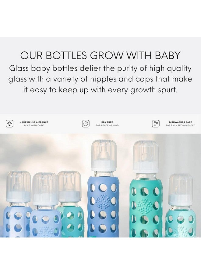 Lifefactory 4-Ounce BPA-Free Glass Baby Bottle with Protective Silicone Sleeve and Stage 1 Nipple, Sky Blue - Image 4