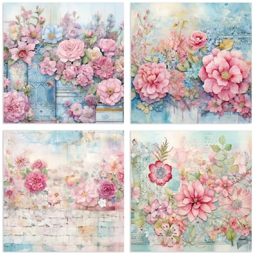 YASMEN Flowers Scrapbook Paper Pad, 6x6 Single-Sided Valentine Cardstock Paper Pad for Card Making, Journals, Planner, DIY Envelopes, Greeting Cards, Decorative Art Craft -24 Sheets - Image 2