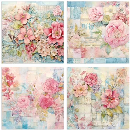 YASMEN Flowers Scrapbook Paper Pad, 6x6 Single-Sided Valentine Cardstock Paper Pad for Card Making, Journals, Planner, DIY Envelopes, Greeting Cards, Decorative Art Craft -24 Sheets - Image 3