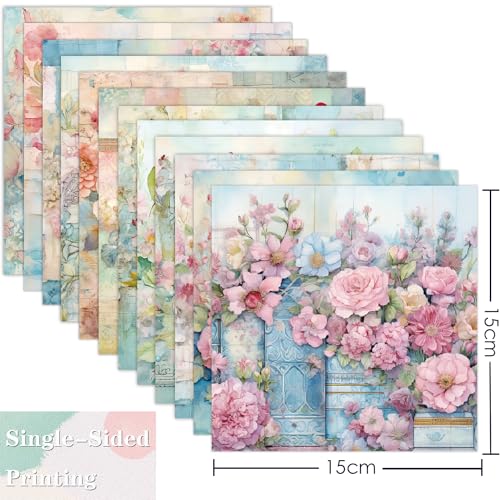 YASMEN Flowers Scrapbook Paper Pad, 6x6 Single-Sided Valentine Cardstock Paper Pad for Card Making, Journals, Planner, DIY Envelopes, Greeting Cards, Decorative Art Craft -24 Sheets - Image 5