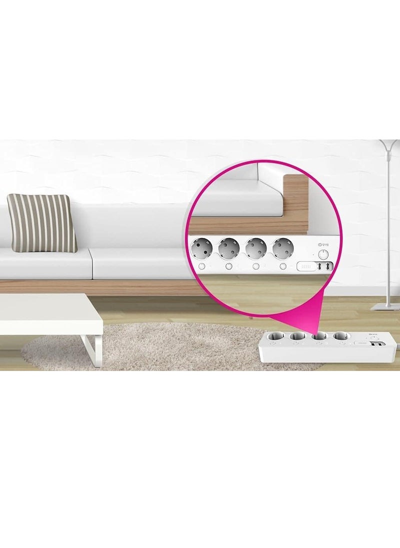 Generic MTTL-W01 Smart Power Strip – Wi-Fi Enabled, 4 EU Outlets + 2 USB Ports, 220V, 60Hz – Remote & Voice Control, Overload Protection – White  - Image 2