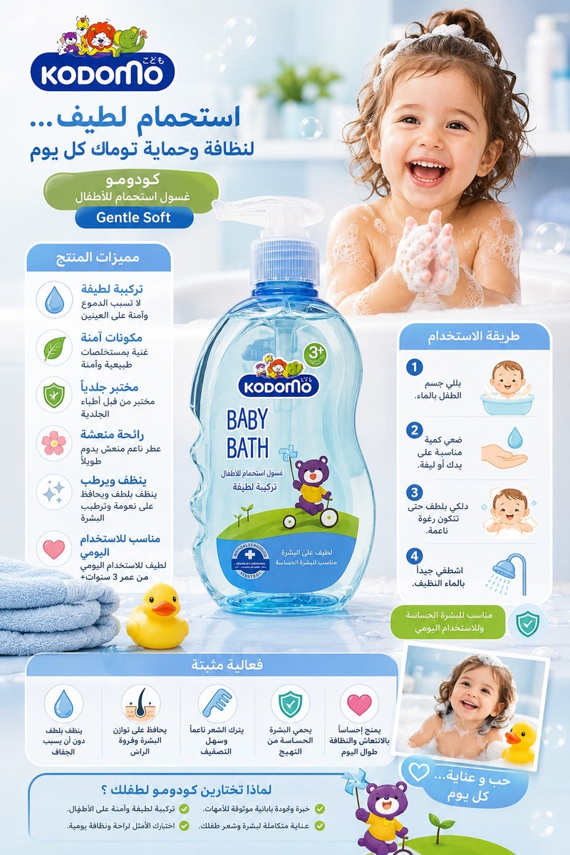 Kodomo Gentle Soft Baby Bath Wash 400ml - Image 3