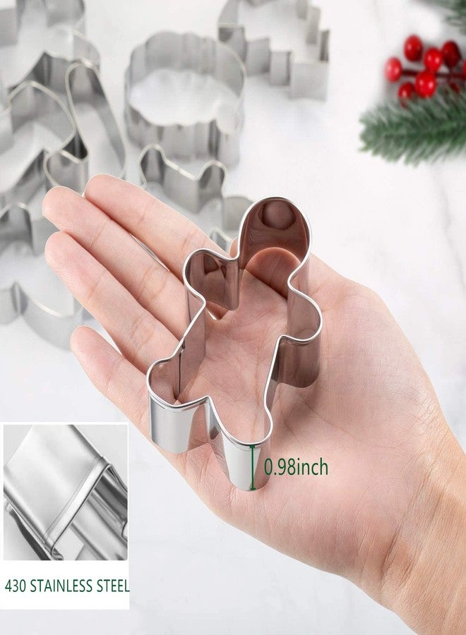 TUZICAKE Christmas Cookie Cutters, 8PCS Holiday Cookie Cutter Shapes - Snowman,Christmas Tree,Gingerbread Man,Candy Cane,Snowflake,Santa Face,Christmas House, Winter Glove Cookies Mold - Image 3