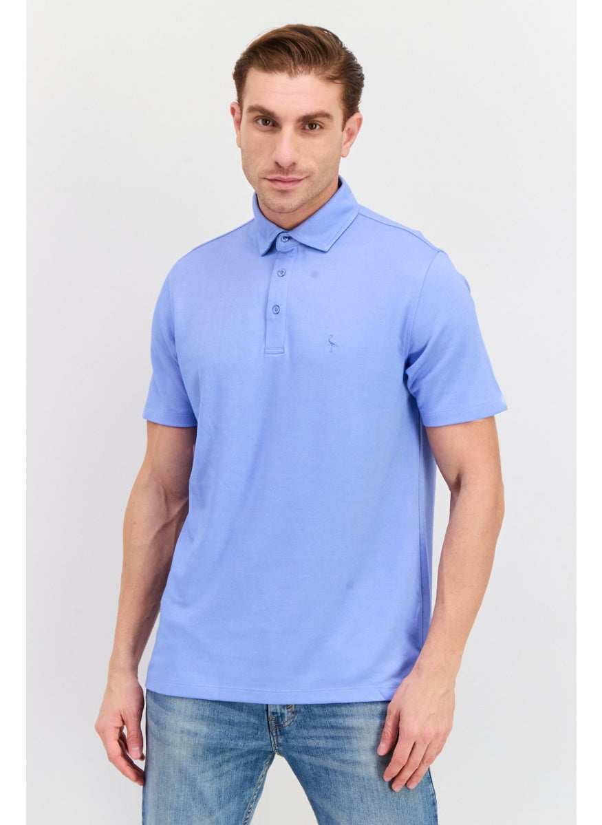 Tailorbyrd Men Regular Fit Short Sleeves Embroidered Logo Polo Shirt, Light Blue  - Image 1