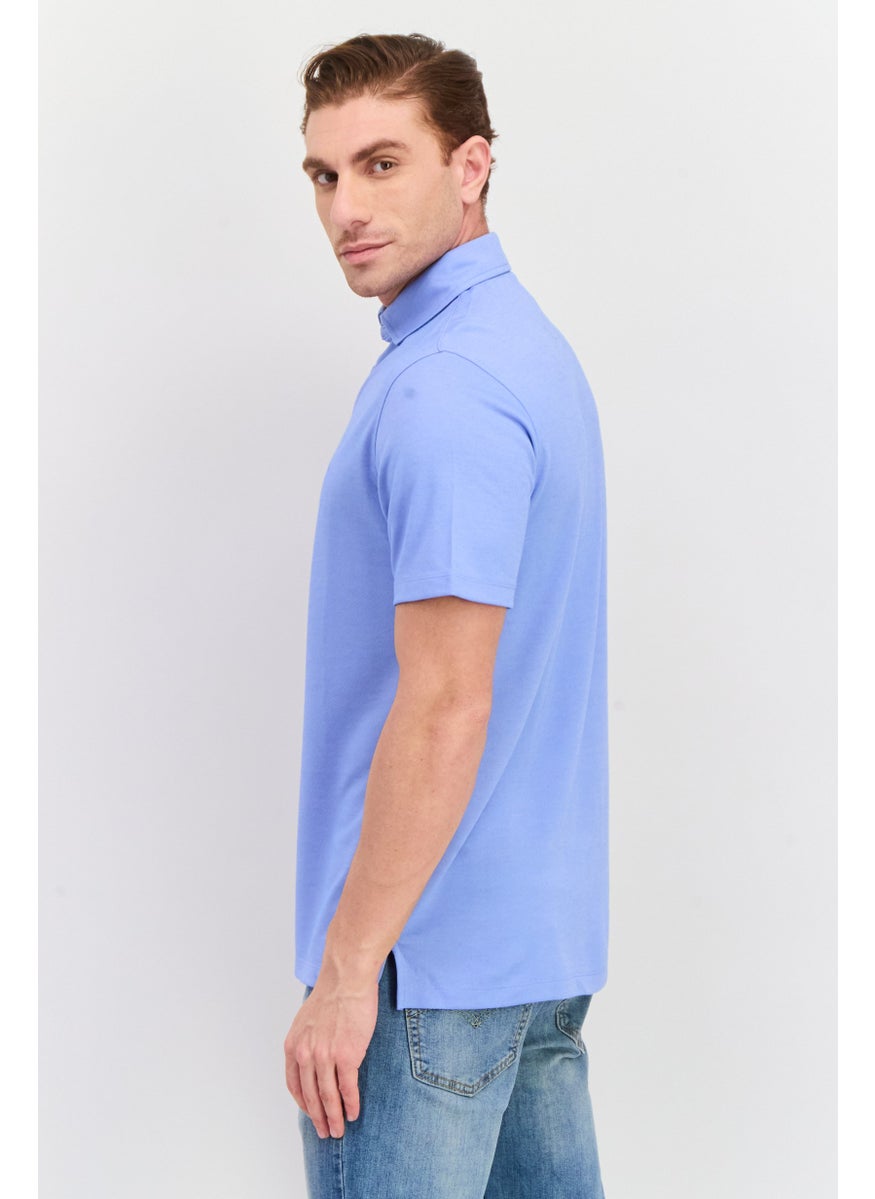 Tailorbyrd Men Regular Fit Short Sleeves Embroidered Logo Polo Shirt, Light Blue  - Image 2