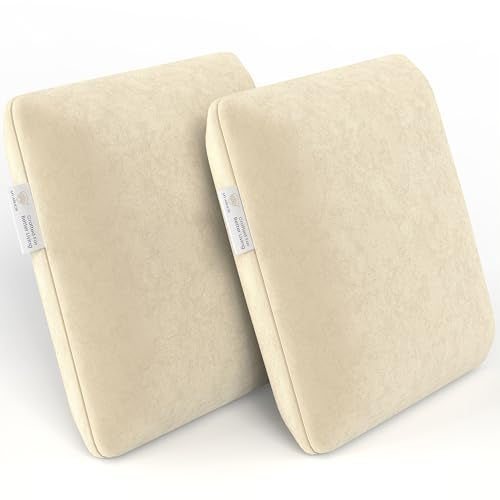 MY ARMOR Memory Foam Square Cushion for Car, Sofa/Diwan, Bed, Chair & Decoration | Highly Durable, Hypoallergenic | Velvet Cover | Cream, Pack of 2 [16"x 16" x 4"] - Image 1