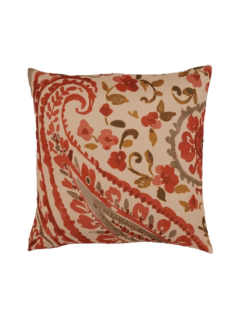ZEBA World Cushion Cover - Decorative | Sofa, Bedroom, Couch | Polycanvas Printed Paisley - Red - 16x16 inch (40x40 cms) (Pack of 2) - Image 2