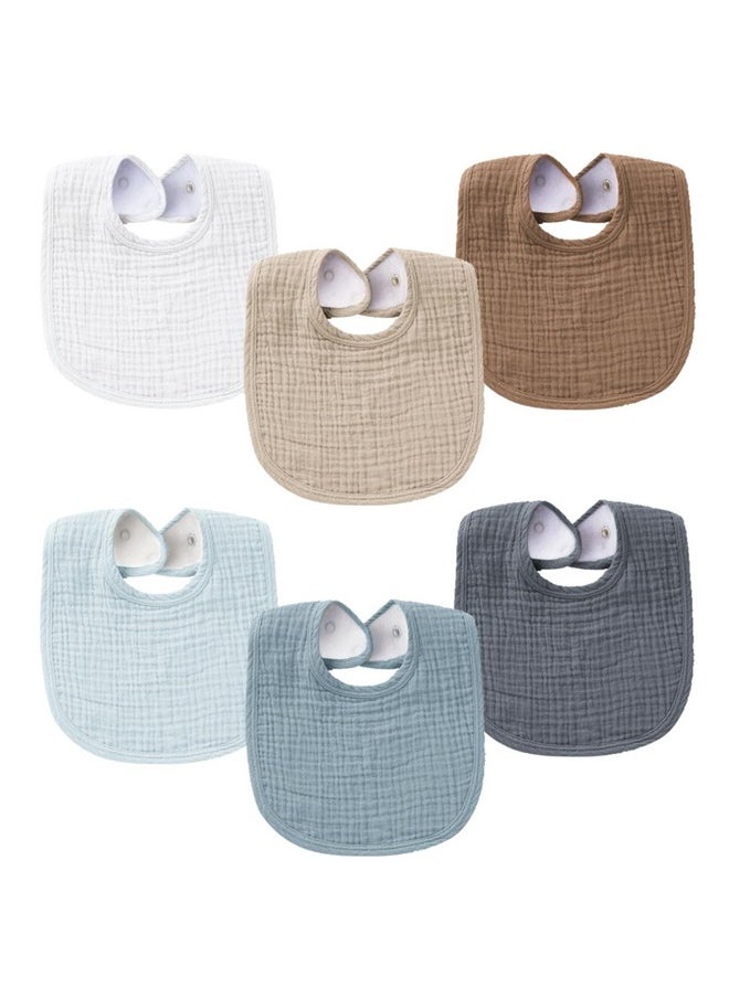 Konssy Muslin Baby Bibs For Boys Girls 6 Pack 100% Cotton Baby Bib For Drooling And Teething Absorbent And Adjustable Bandana Drool Bibs For Newborn  - Image 1