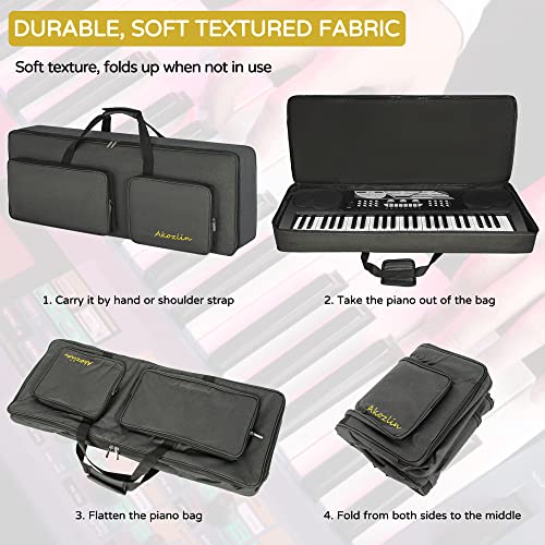 AKOZLIN 54-Key Padded Keyboard Gig Bag Portable Electric Piano Keyboard Case Foldable Bag For 54 Key Keyboard L37 x W5.3 x H14.5 - Image 3