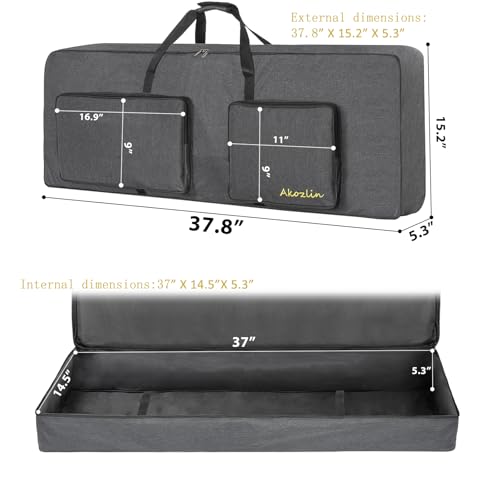 AKOZLIN 54-Key Padded Keyboard Gig Bag Portable Electric Piano Keyboard Case Foldable Bag For 54 Key Keyboard L37 x W5.3 x H14.5 - Image 2