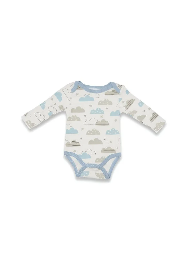 Bambimici Bambimici Elephant Print Long Sleeve Bodysuit with Pyjama - Blue