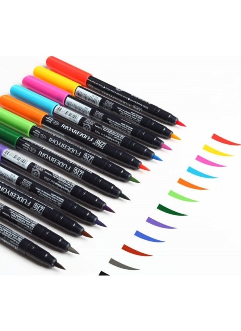 Zig Fudebiyori Brush Pen Brush Tip Pen Set 18 Colors  - Image 2