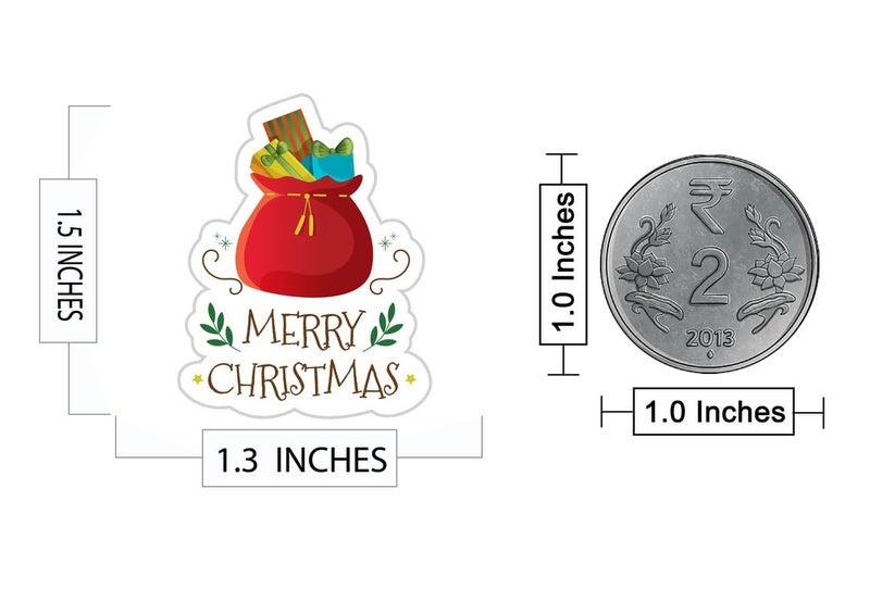 D2C Merry Christmas Gift Wrap Stickers – 4 Festive Designs, Self-Adhesive, Peel & Stick Labels for Wrapping, Cards, Secret Santa, 1.5 x 1.3 inch Pack of 40 - Image 2
