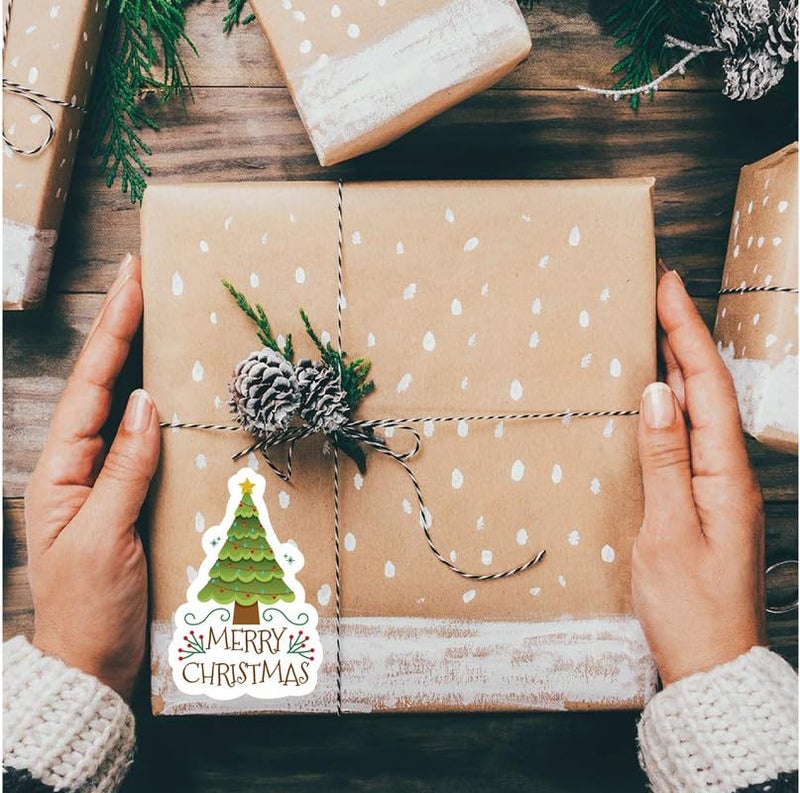 D2C Merry Christmas Gift Wrap Stickers – 4 Festive Designs, Self-Adhesive, Peel & Stick Labels for Wrapping, Cards, Secret Santa, 1.5 x 1.3 inch Pack of 40 - Image 3