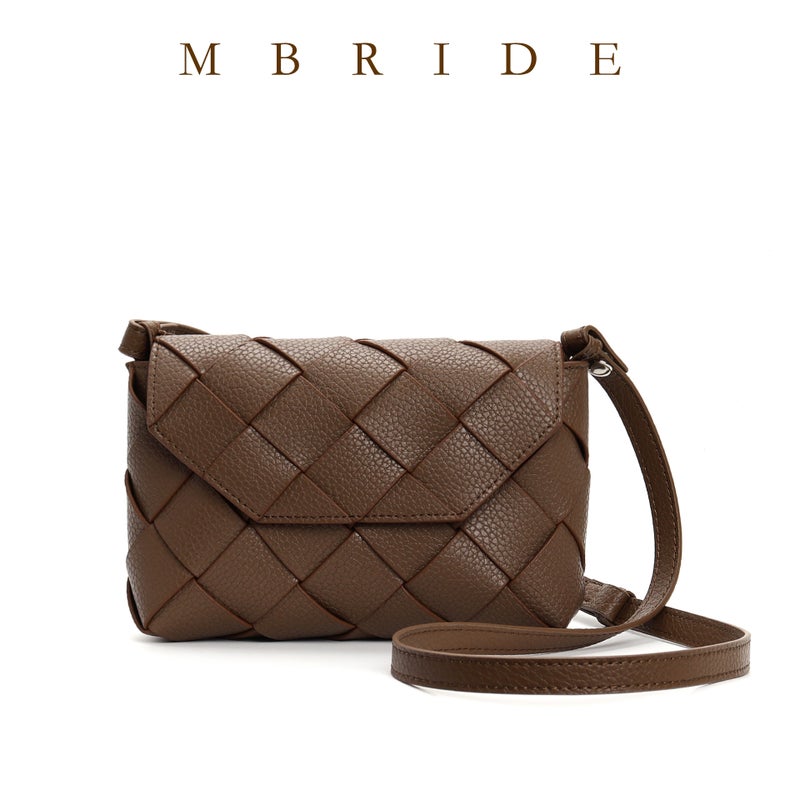 2025 Oblique Woven Bag Litchi Pattern Cowhide Commuter Bag Small Square Bag Single Shoulder Fashion Versatile - Image 2