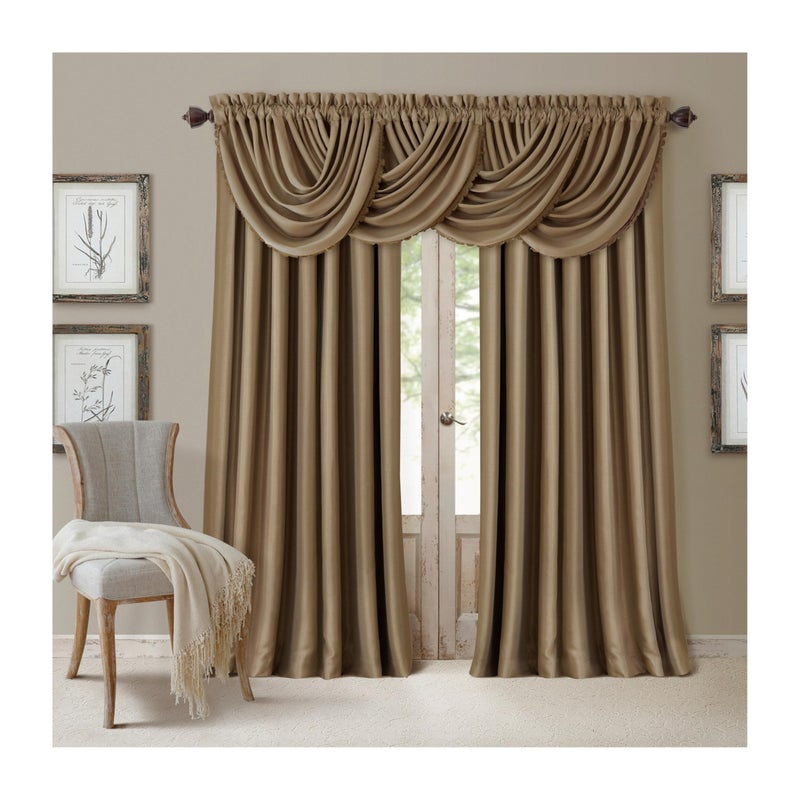 Elrene Home Fashions All Seasons Energy Efficient Room Darkening Rod Pocket Window Panel 52 x 84 1 Antique Gold - Image 1