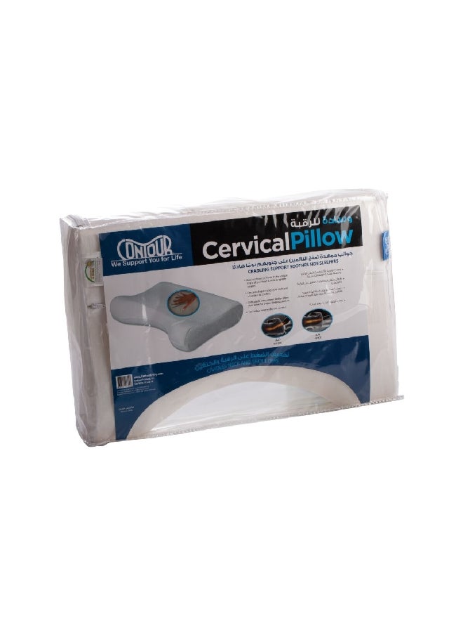 Orthopaedic Design Softness and Durable Memory Foam Cervical Pillow White 4 x 19.5 x 14 Inch 17-501R