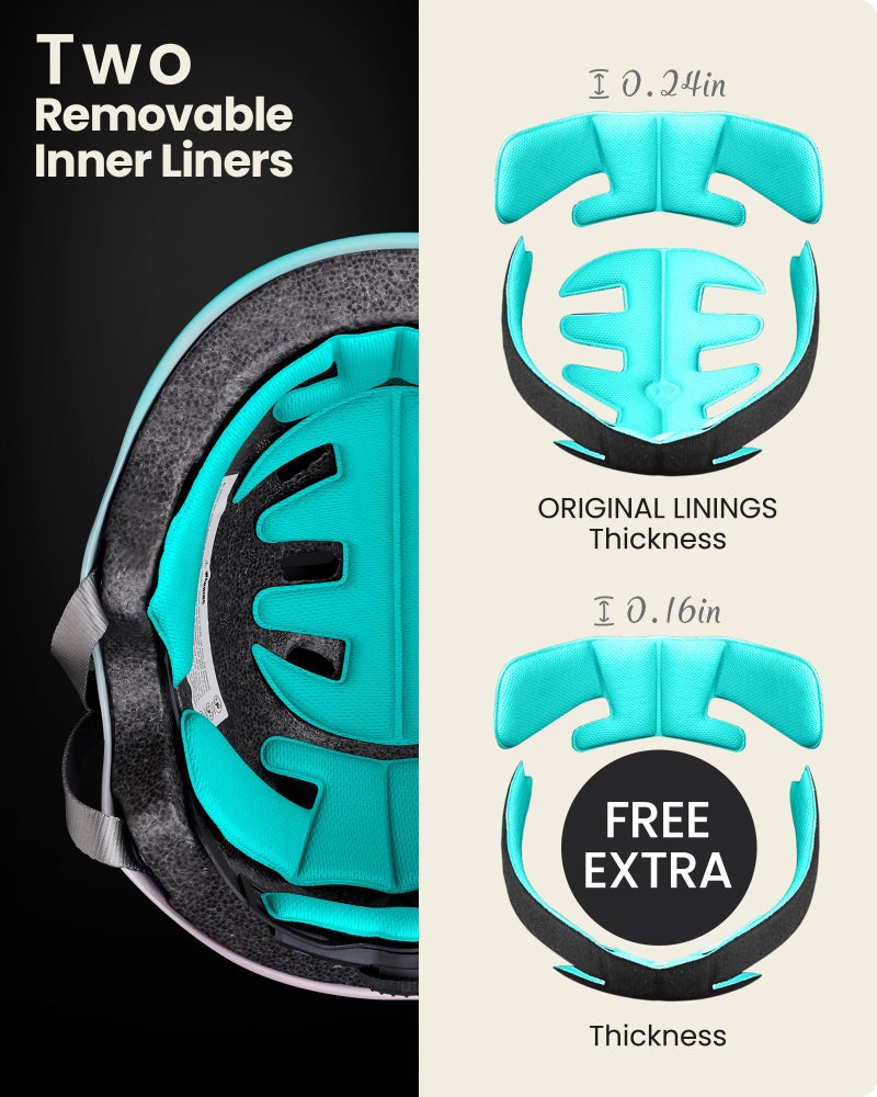 OutdoorMaster Skateboard Cycling Helmet - Two Removable Liners Ventilation Multi-Sport Scooter Roller Skate Inline Skating for Kids, Youth & Adults - L - Fuschia Teal - Image 3