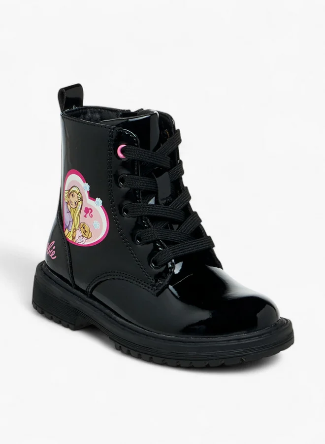 باربي Printed Ankle Boots with Zip Closure