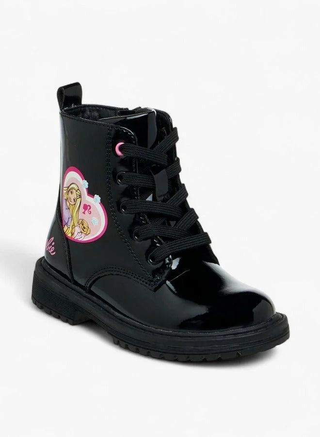 Barbie Printed Ankle Boots with Zip Closure