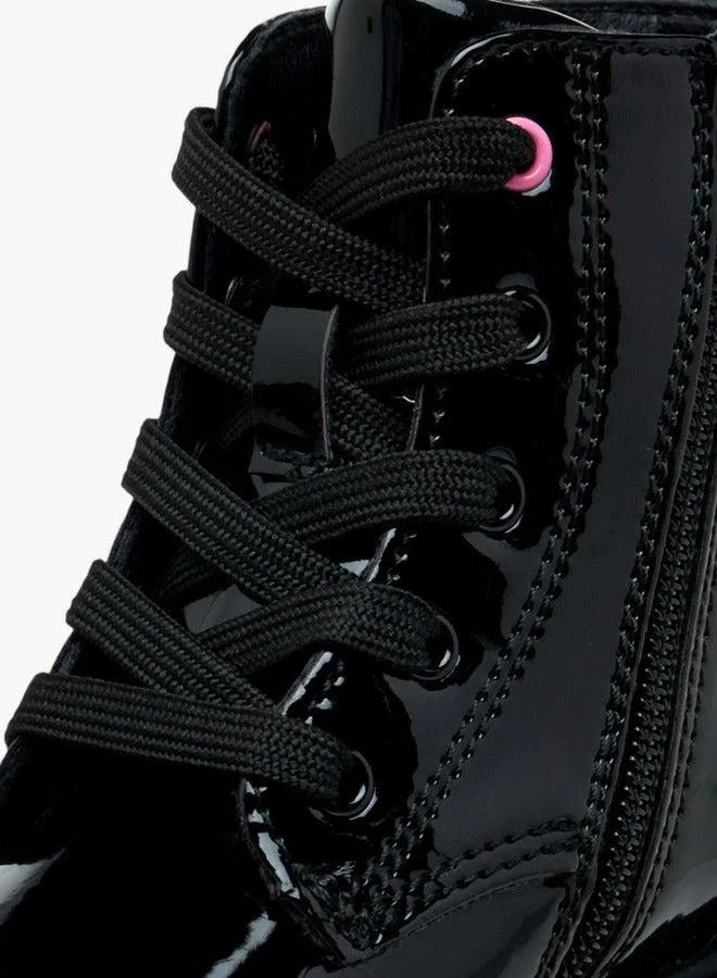 Barbie Printed Ankle Boots with Zip Closure