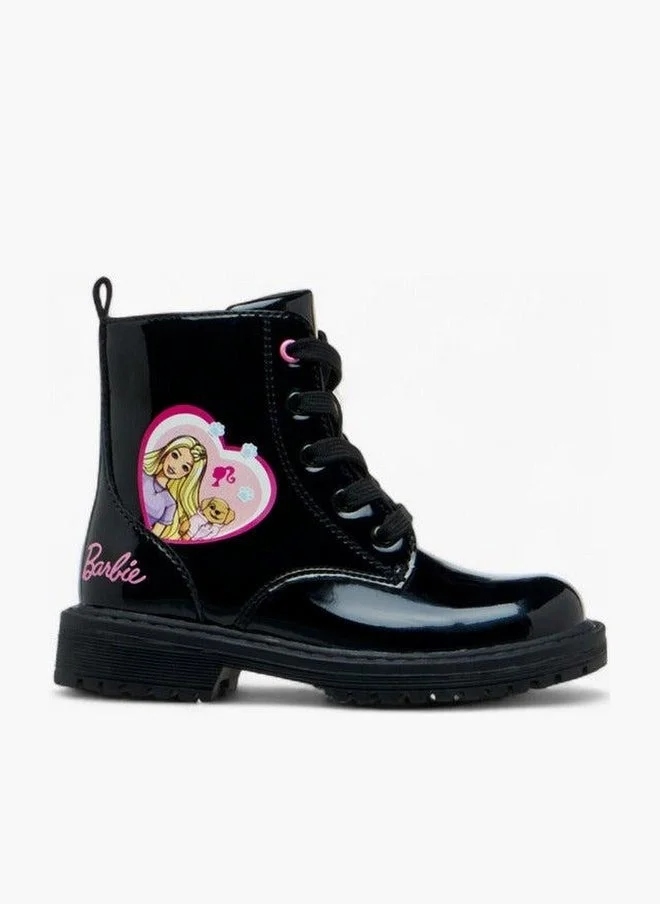 Barbie Printed Ankle Boots with Zip Closure