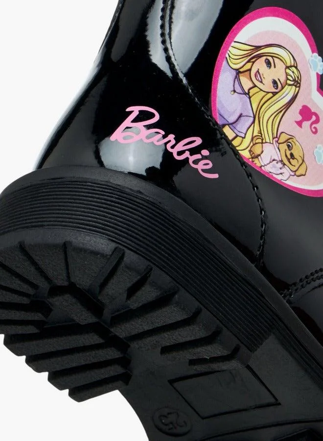 Barbie Printed Ankle Boots with Zip Closure