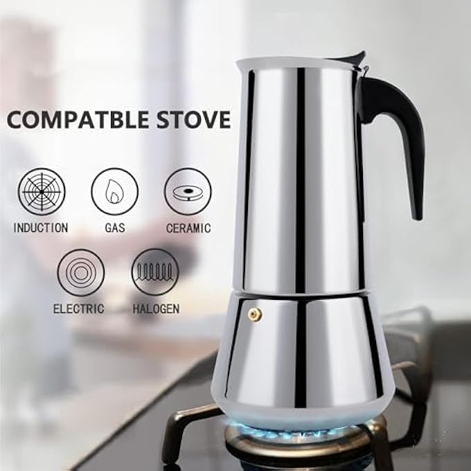 إكسفور ماكينة صنع قهوة الإسبريسو على الموقد بسعة 12 كوبًا، وعاء موكا من الفولاذ المقاوم للصدأ، وعاء إسبرسو موكا كلاسيكي لمواقد الحث ومواقد الغاز بسعة 600 مل - Image 4